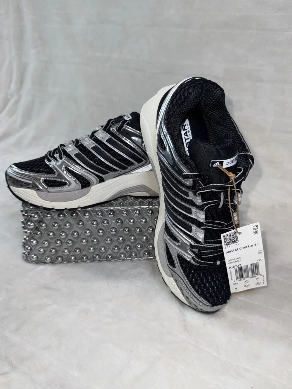 ✨👟 Adidas Adistar Control 5 J Black Silver Sz 4 Youth/Wmns 5.5  KI8733 NWT 🖤⚡
